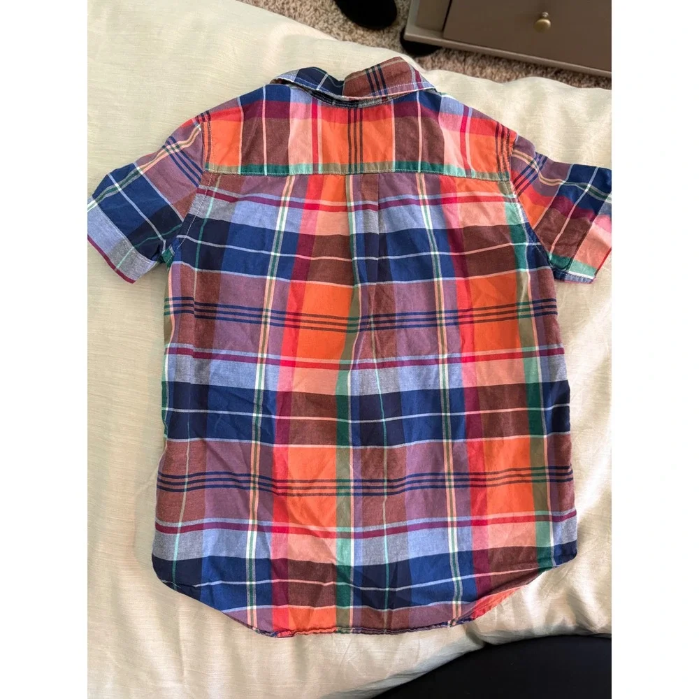 Ralph Lauren Boys‎ 5 Madras Plaid Short Sleeve Shirt Multicolor Cotton Pony